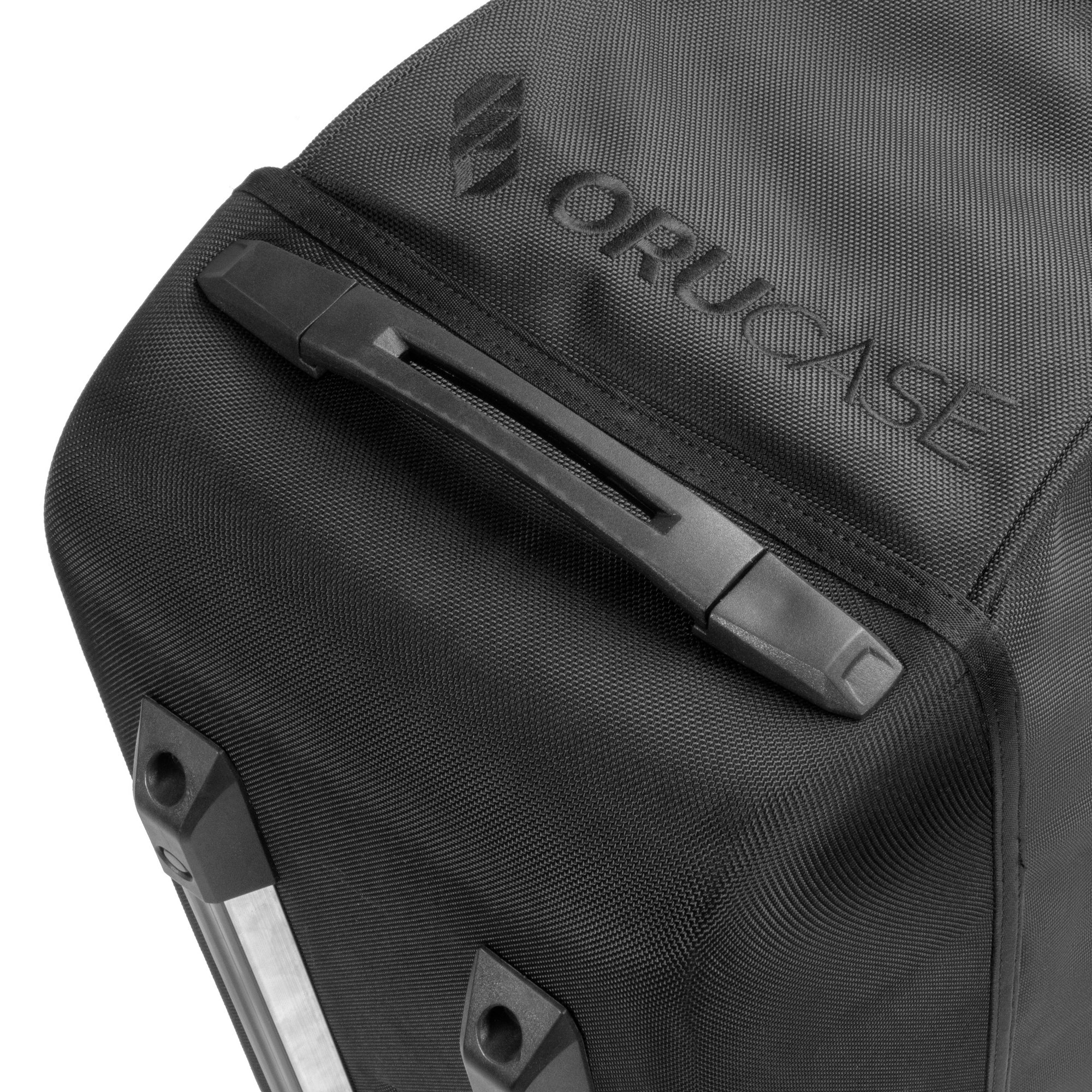 Orucase B2 Bike travel case - close up of handle for rolling